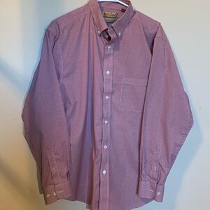 Men’s Red/White small check button-down collar shirt Large by Roundtree & Yorke